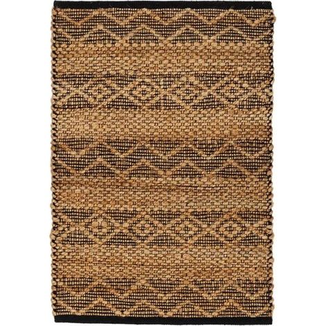 Tapis rectangulaire - JUANIO - Tressée - 60% jute/40% coton - Bordure noire - 60 x 90 cm