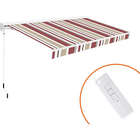 Toldo completo con motor 3x2m color burdeos/beige lona poliéster (1/5)