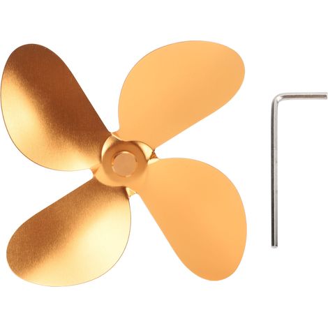 Pale de ventilateur de poêle 4 pales en alliage d'aluminium, remplacement pour accessoires de ventilateur de cheminée, doré (1/5)