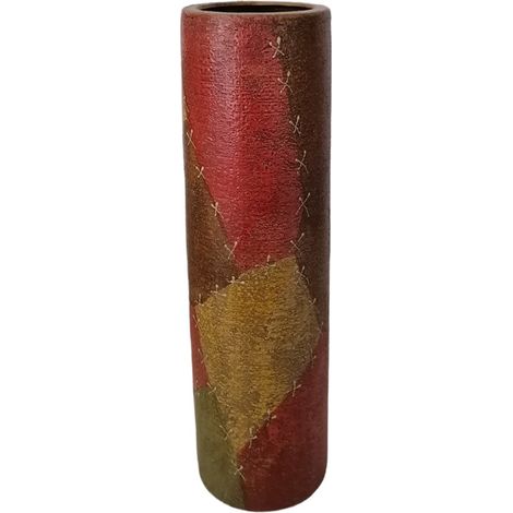 Vaso etnico porta fiori effetto patchwork centro tavola in ceramica per piante decorazione casa soggiorno idea regalo (1/5)