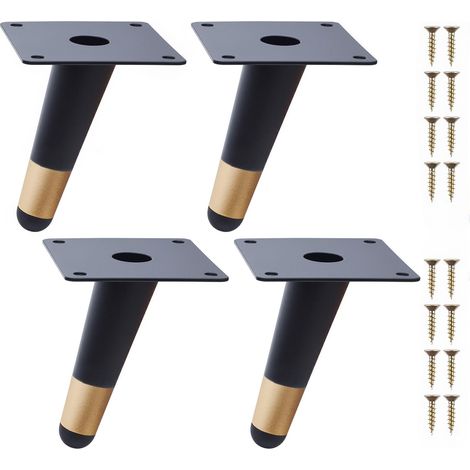 Pieds de Meuble Métal 4Pcs - Pieds de Table Oblique Cône, Pieds de Canapé, Pieds d'Armoire pour Armoire Chaise Table Basse (Hauteur 10cm)