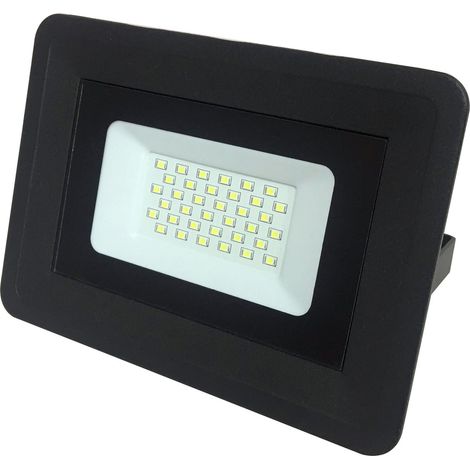 Lampesecoenergie – Projecteur LED 30W noir 6000K – Éclairage extérieur IP65 – 2400 lumens – Angle de diffusion 110° – Dimensions 159x122x26mm (1/3)