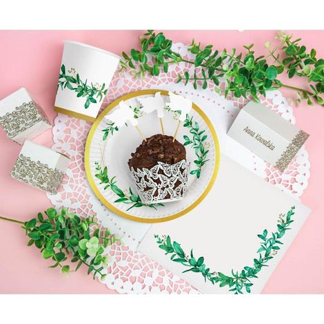 Platos de papel con forma de hojas para cumpleaños, 18 cm, 6 unidades. (1/2)