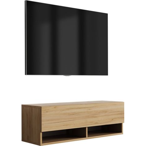 Meuble TV : Chêne Craft, 100 × 32 × 34 cm (1/5)