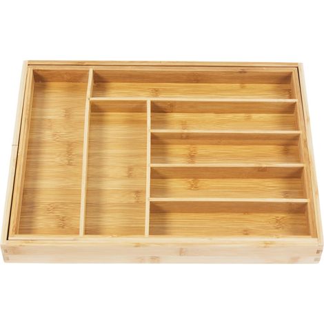 Range-couverts organiseur de couverts extractible en bambou 325-500x430x45 mm (1/5)