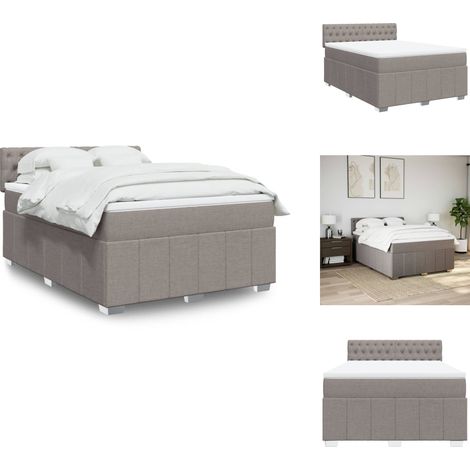 Sommier à lattes de lit avec matelas Taupe 160x200 cm Tissu - Sommier À Lattes De Lit - Sommiers À Lattes De Lit - Lit - Meuble De Chambre À Coucher (1/5)