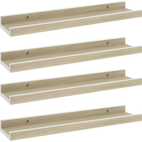 vidaXL Mensole da Parete 4 pz Bianco e Rovere Sonoma 40x9x3 cm
