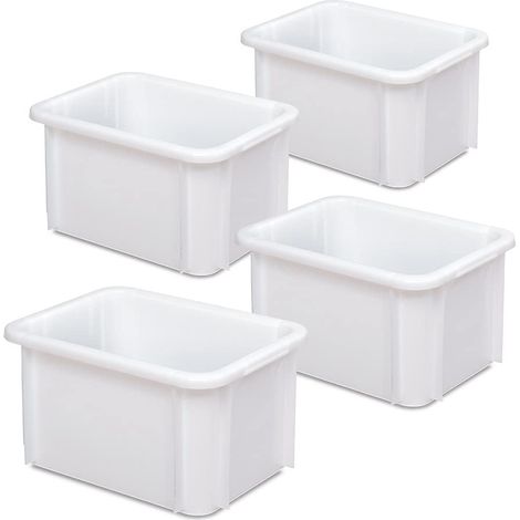 BRB Lot de 4 récipients pour charges lourdes, 400 x 300 x 215 mm, blanc, 18 l, fermés