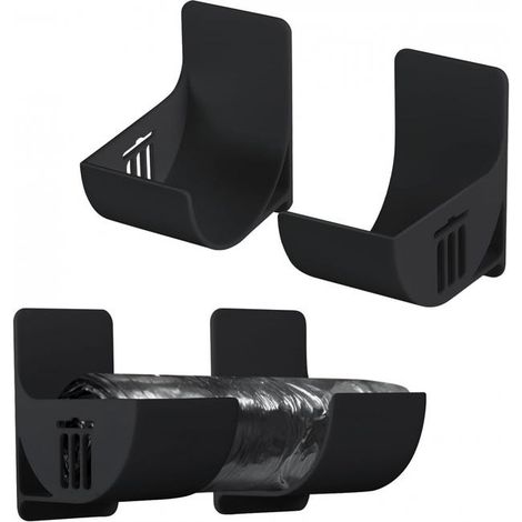 Set mit 4 kleinen 6,35 cm Müllbeutelhaltern, Müllbeutelspender aus Kunststoff, Küchenschrank-Organizer (schwarz) (1/5)