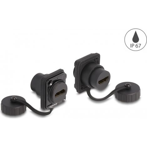 Delock Módulo Type-D HDMI-A hembra a HDMI-A hembra con tapa protectora IP67 polvo y resistente al agua