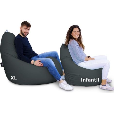 Pouf Poire Relax Similicuir Gris Enfant Gris