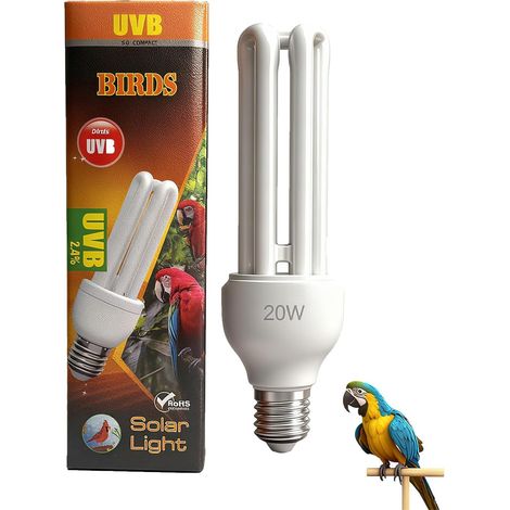 Ampoule UVB Oiseau - 1 Unité - Verre Compact - Simulation Solaire E27 - Cage Perroquet - 20W (1/5)