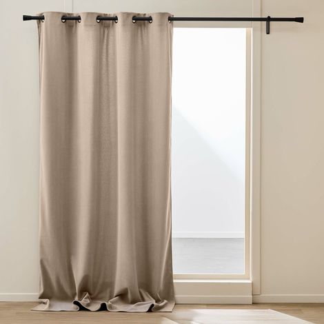 Rideau thermique à œillets 140 x 260 cm – Velours côtelé doublé polaire – Madison Noisette (1/5)