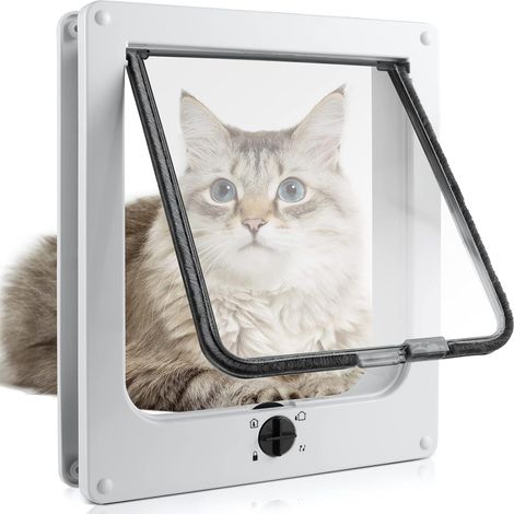 Cat door dog door 4-way convenient closing, suitable for cats and small dogs, with telescopic frame, easy installation, cat door dog door cat door pet door (1/5)