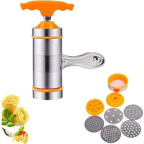 Machine à Pâtes Manuelles - - 7 Moules Inclus - Blanc - Presse Nouilles - Multifonctionnelle (1/5)