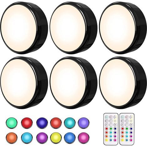 Éclairage de placards, éclairage LED, éclairage sous placards de cuisine à intensité variable, éclairage LED pour la cuisine, LED multicolore à piles avec télécommande et minuterie (1/5)