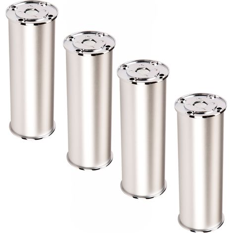 SOTECH 4er Set Möbelfüße RADO (Höhe 200 mm, Ø 50 mm, Aluminium / chrom poliert) höhenverstellbare Stellfüße