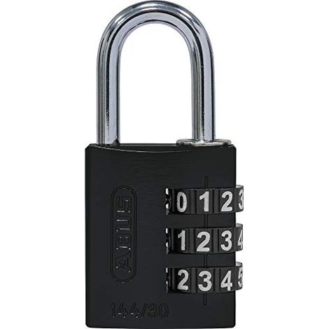 ABUS Lucchetto a combinazione in alluminio 144/30 nero con numeri grandi, 80797 (1/3)