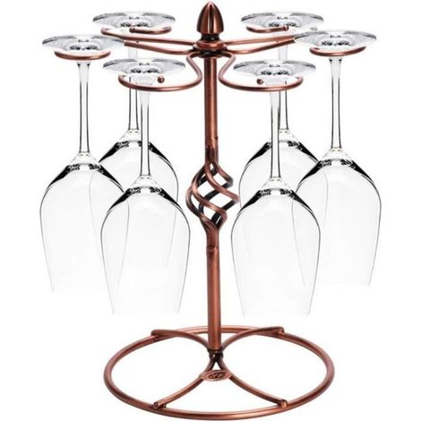 6 supports à verres à vin, acier inoxydable bronze, séchoir mural élégant pour cuisine ou bar (1/4)