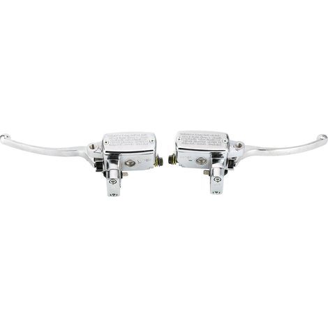 Hydraulischer Brems- und Kupplungs-Hauptzylinder mit Hebelpumpe, silber, für Motorräder und ATVs mit 1-Zoll-Lenker (1/5)