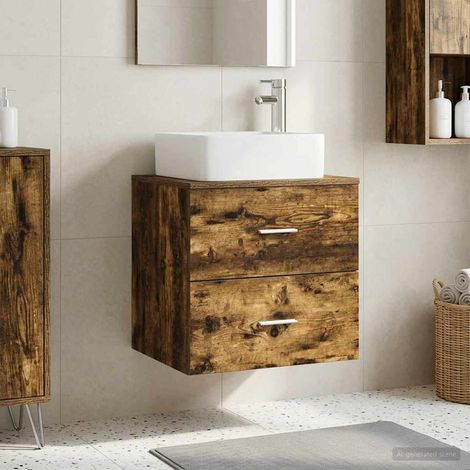 vidaXL Mobile Lavabo da Parete Rovere Fumo 53 x 34,5 x 63 cm