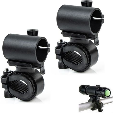Support Lampe Vélo, Rotatif à 360 Degrés Support de Lampe de Poche de Vélo, Universel Pince de Lampe de LED , 2 Pièces