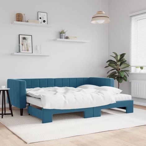 Sofá cama nido con colchón terciopelo azul 80x200 cm vidaXL (1/5)