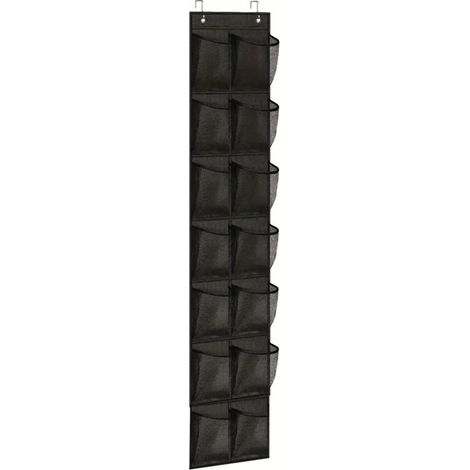 Sac à chaussures suspendu à 12 compartiments, noir, design multicouche. (1/4)