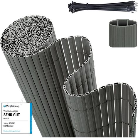 Sekey Brise-vue en PVC 100x400 cm – Double renfort – Protection intime pour clôture de jardin – Gris