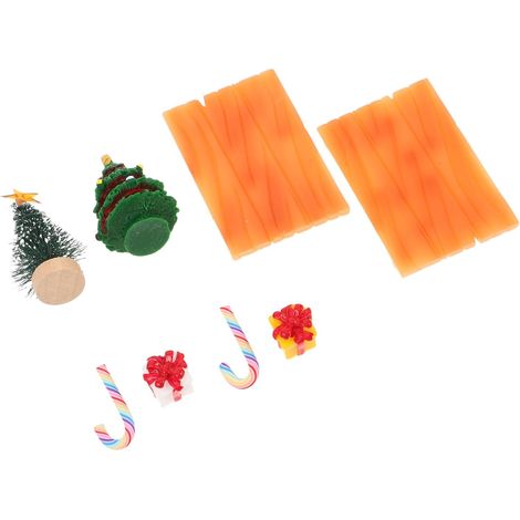 2ensembles Décorations De Fête Miniatures pour Maison De Poupée Canne à Sucre Chaise De Noël Coffret Cadeau Scène De Vacances Modèle DIY (1/5)