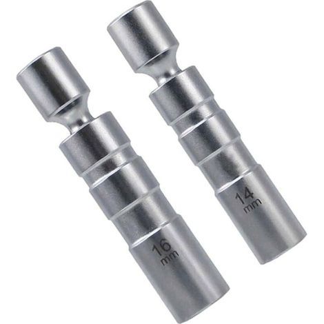 Douille bougie 14mm / clé à bougie 16mm, 2 pièces de clé à bougie, outil spécial pour automobiles, douille à bougie pivotante à paroi mince 12 pans 3/8 pouces CR-V – OUYLAF (1/4)