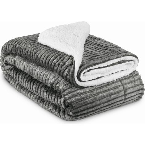 Beautissu Coperta Plaid Sherpa Double-Face Coperta in Microfibra e Sherpa Elisa Antracite, 200cm, 150cm (1/5)
