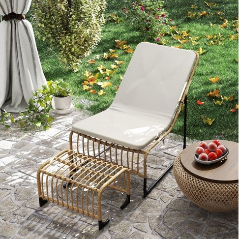 fauteuil salon détente repose pieds rotin extérieur OKMYHOME (1/4)