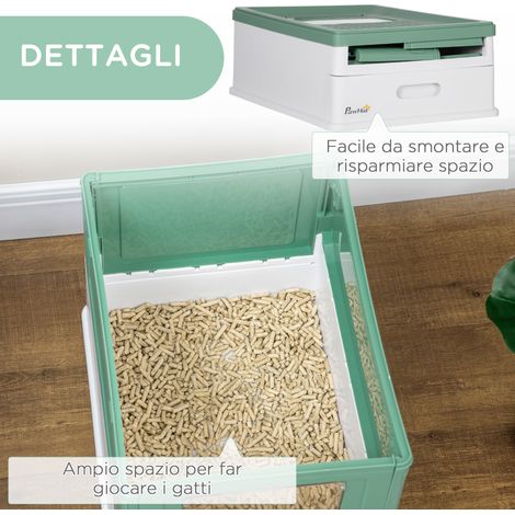 Bac à litière clos pour chat avec pelle, tiroir amovible et double accès, 47,5x35,5x36,7cm, couleur vert (1/5)