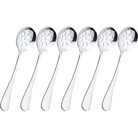 Lot 6 petites cuillères trous inox, réutilisables pour dîner, adaptées maison, restaurants, banquets