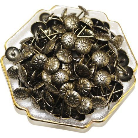 11 x 16mm meubles clous tapisserie d'ameublement punaises chrysanthème motif rétro Bronze fer ongles broches pour canapé liège décoration fixe 100 pièces (1/5)