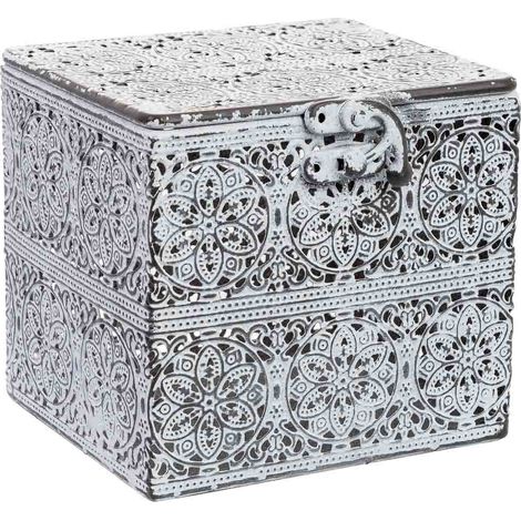 Caja de metal blanca 12.5x12.5x11.5h cm