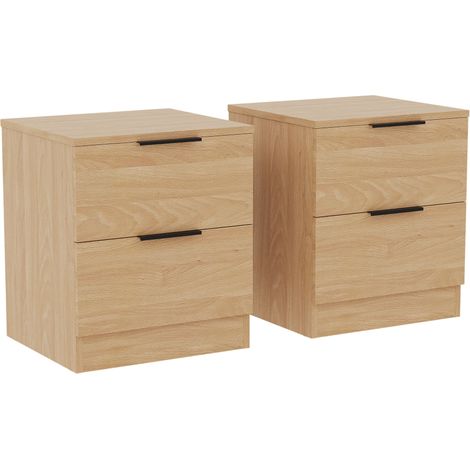 Trega 2 Drawer Bedside Tables Nightstands Set of 2, H 41 x W 39 x D 28 cm, Pine (1/5)