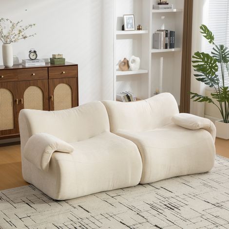 Canapé modulaire compressible en chenille,mousse 30D haute résilience,facile à déplacer,sol antidérapant,idéal pour salon,beige.(GO)