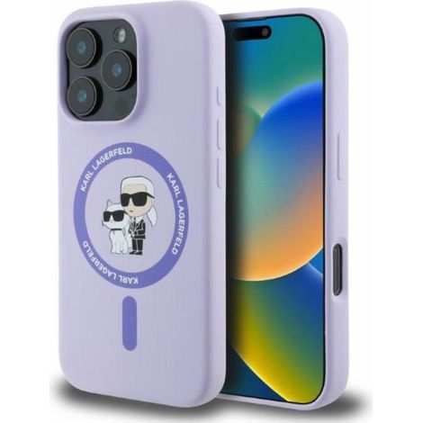 Funda de silicona Karl & Choupette Ring MagSafe para iPhone 16 Pro de Karl Lagerfeld (morado) (1/4)