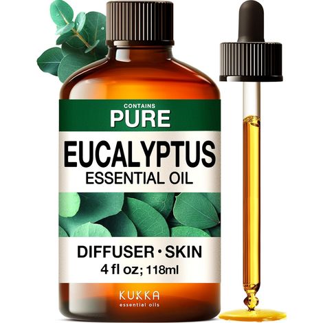 Huile essentielle d'eucalyptus pour diffuseur, 100% pure et naturelle. Idéale pour la peau, humidificateur, sinus, aromathérapie, cheveux, fabrication de savon, DIY (118 ml) (1/5)