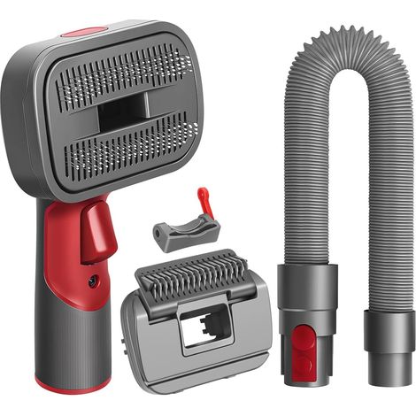 1 - Brosse Aspirateur Chien 2 en 1 - Accessoire Toilettage Compatible Dyson V15 V12 V11 V8 V7 - Élimination Poils Sous-poil Nœuds Acier Inoxydable Pour Chiens Poils Longs Courts Gris (1/5)