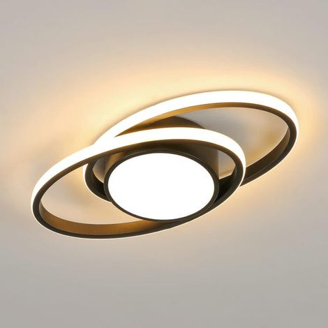 GOECO Plafonnier LED, Lampe de plafond Rond 39W, Lumière Chaude 3000K, Moderne Luminaire Plafonnier pour Salon Chambre Cuisine (Noir) 38.5176 CM (1/5)