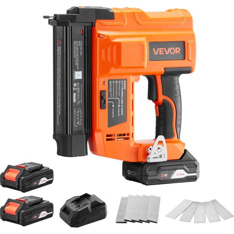 VEVOR 2 in 1 Akku-Nagler 18 Gauge 20 V Akku-Nagler und Tacker, 100 Nägel/min, mit 500 Nägeln & 500 Klammern & 2 Stk. 2,0 Ah Lithiumbatterie & Ladegerät, für Heimwerkerarbeiten Holzbearbeitung (1/5)