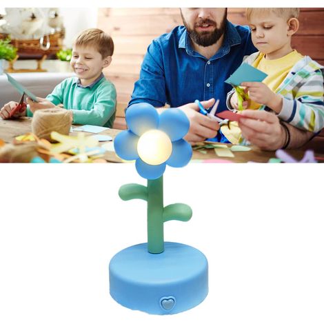 Lampe de Table Fleur Cute Portable - Lampe Bureau Dorm Night Light Bleu (1/5)