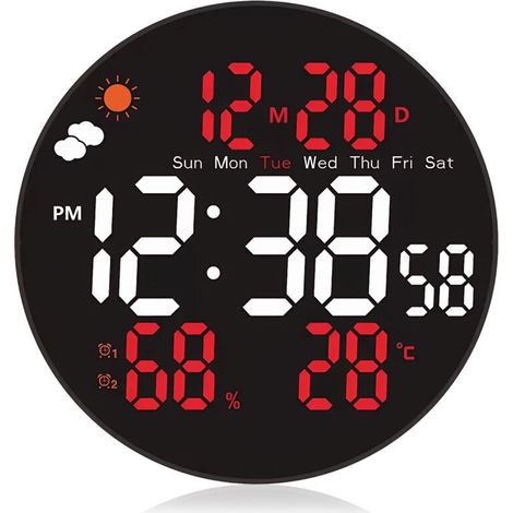 Horloge Murale Digitale 8 Pouces à Couleurs RVB Variables - Pilotée par Télécommande - Fonctions Automatiques Avancées - pour Domicile