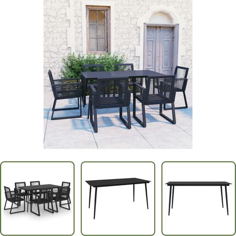 vidaXL Salle à manger extérieure - Ensemble à manger d'extérieur 7 pcs Rotin PVC Noir (1/5)
