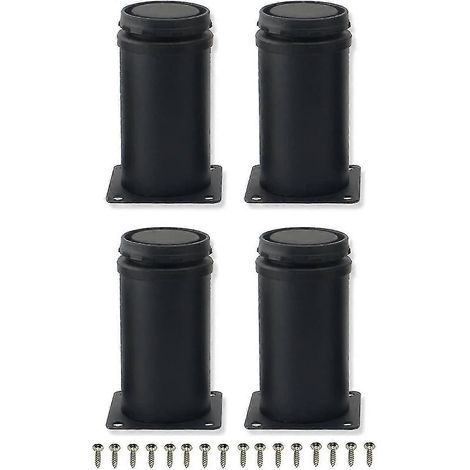 Quatre pieds de meuble réglables en métal noir inoxydable de 20 cm, 100 mm (1/5)