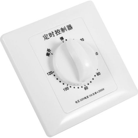 Interrupteur Minuterie Compte À Rebours - 120 Minutes - Montage Murale - 2000 W - 10 A - Pour Ventilateur Chauffe-Eau Pompe Routeur Aquarium Lampe - 1 Pièce (1/5)