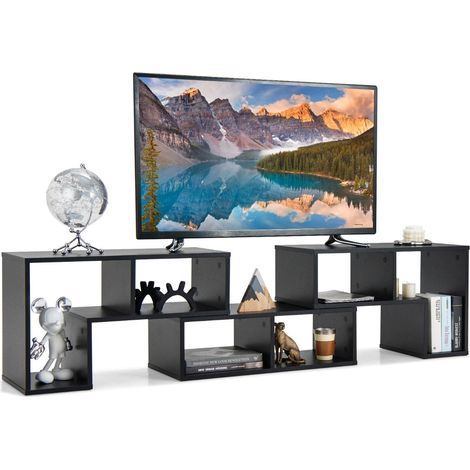 Mobile porta TV 3 pezzi 134-180 x 30 x 43 cm per televisori fino a 165 cm con 6 scomparti design moderno in MDF nero 200019204